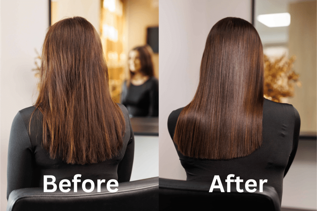 Hair botox before and after