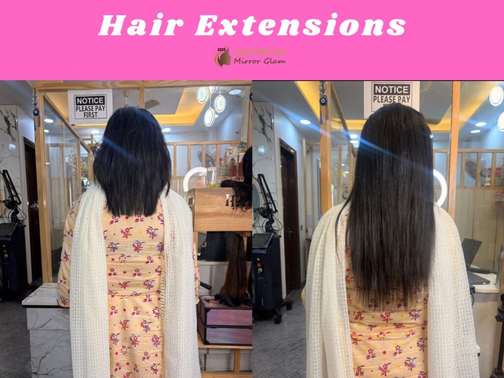 Hair extensions for short hairs aesthetics mirror glam studio